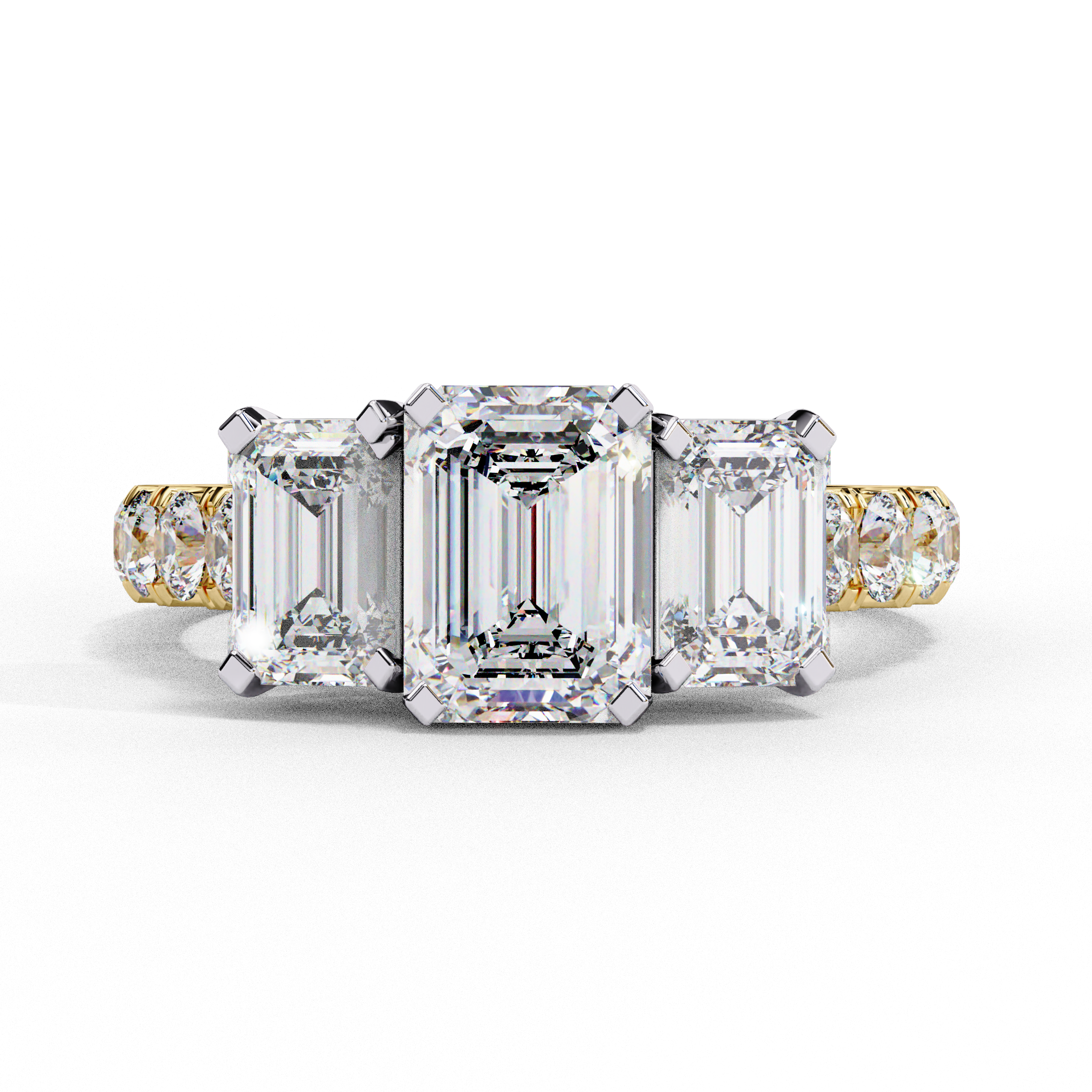 Emerald Cut Three Stone Engagement Ring